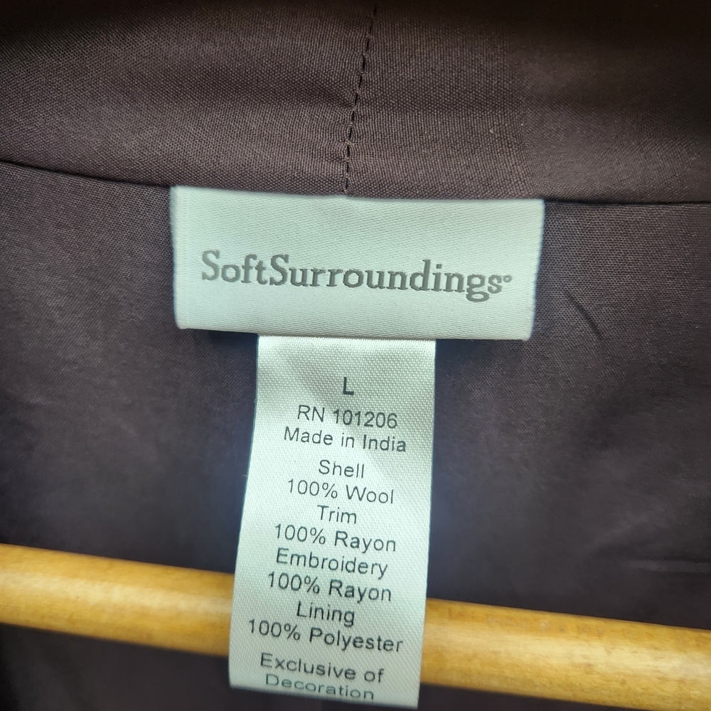 Soft Surroundings Embroidered Wool Open Front Blanket Style Boho Cardigan Size M - Picture 11 of 15